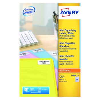Avery Laser Labels 46x11.11mm 84 Per Sheet White(Pack of 2100)L7656-25