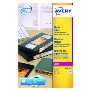 Avery Video Spine Label 145x17mm 16 Per Sheet Wht(Pack of 400)L7674-25