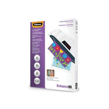 Fellowes Enhance80 Self Adhesive Laminating Pouch A3 160 Micron Total Gloss (Pack of 100) 5302302