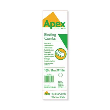 Fellowes Apex Plastic Binding Combs 14mm White (Pack of 100) 6202001
