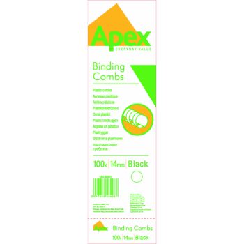 Fellowes Apex Plastic Binding Combs 14mm Black (Pack of 100) 6202101