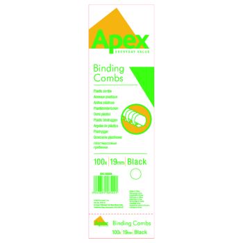 Fellowes Apex Plastic Binding Combs 19mm Black (Pack of 100) 6202501