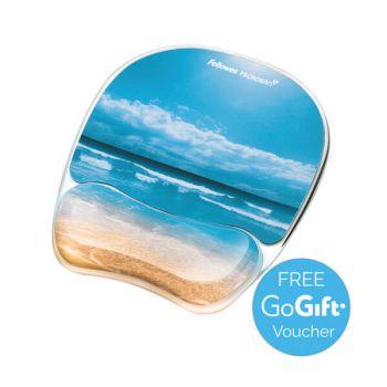 Fellowes Mousepad Wrist Support Sandy Beach Design 9179301