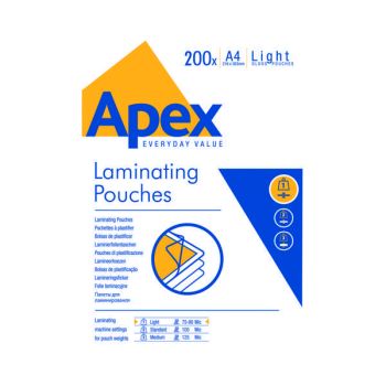 Fellowes Apex A4 Light Duty Laminating Pouch (Pack of 200) 6005301