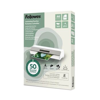 Fellowes Recycled A6 Laminating Pouches Gloss 80 Micron (Pack of 100) 100143441