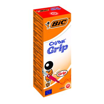 Bic Cristal Grip Ballpoint Pen Medium Red (Pack of 20) 802803 - DISCONTINUED