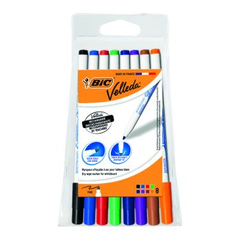 Bic Velleda 1721 Drywipe Marker Fine Assorted (Pack of 8) 1199005728