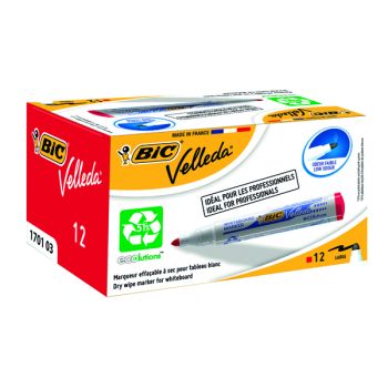 Bic Velleda 1701 Drywipe Marker Bullet Tip Red (Pack of 12) 1199170103