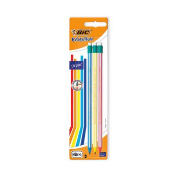 Bic Stripes HB Pencils Eraser Tip Assorted Blister (Pack of 3) 8902781