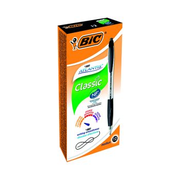 Bic Atlantis Ballpoint Pen Medium Black (Pack of 12) 949844