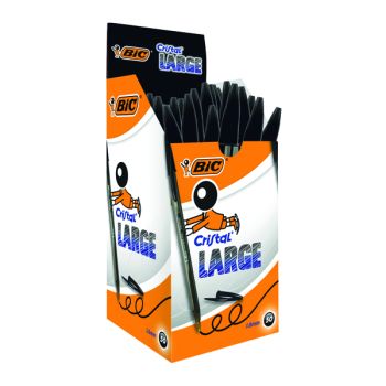 Bic Cristal Large Ballpoint Pen 1.6mm Black (Pack of 50) 880648