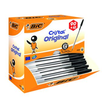 Bic Cristal Ballpoint Pen Medium Black (Pack of 100) 896040