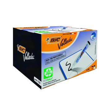 Bic Velleda 1701 Drywipe Marker Bullet Tip Black (Pack of 48) 927258