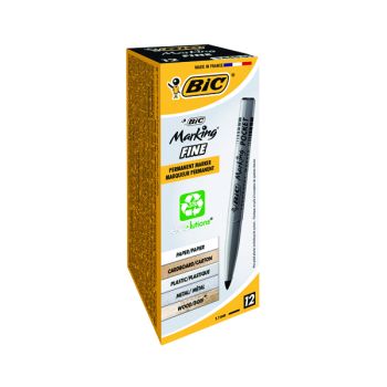 Bic Pocket Permanent Marker Bullet Tip Black (Pack of 12) 8209021