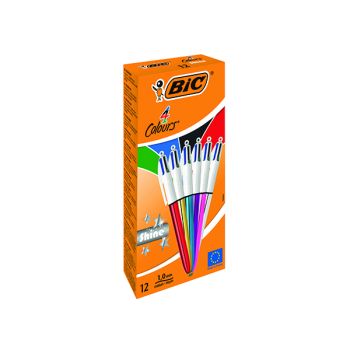 Bic 4 Colours Ballpoint Pens Medium Point Assorted (Pack of 12) 964775