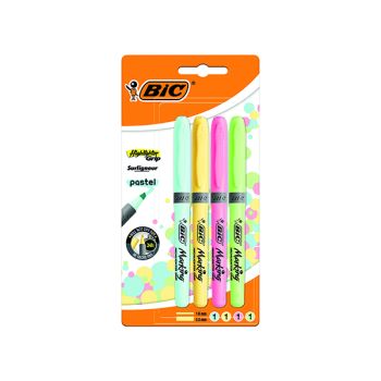 Bic Highlighter Grip Assorted Pastel (Pack of 4) 964859