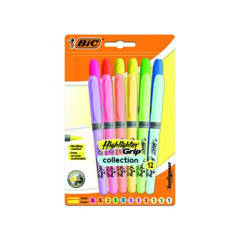 Bic Highlighter Grip Pastel Assorted (Pack of 12) 992562
