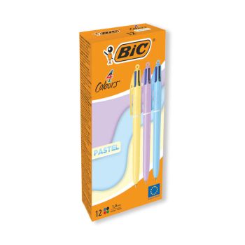 Bic 4 Colours Ballpoint Pen Pastel Barrel Medium (Pack of 12) 517320