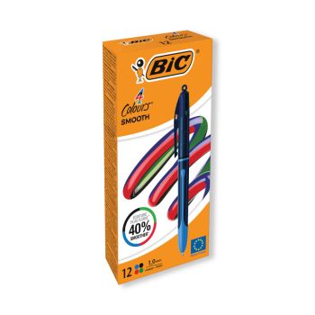 Bic 4 Colours Pro Ballpoint Pen Black Barrel Medium (Pack of 12) 524095