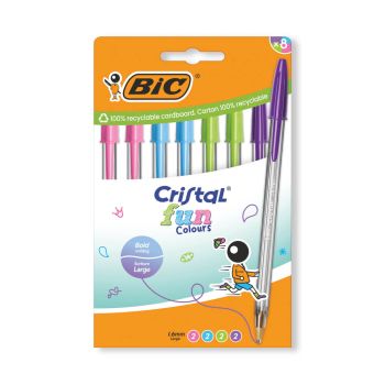 Bic Cristal Fun Ballpoint Pens Assorted (Pack of 8) 524174