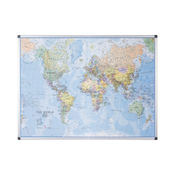 Bi-Office Maya Magnetic World Map Board 120x90cm MAP0100802