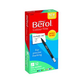 Berol Colourfine Pen Water Based Ink Assorted (Pack of 12) CF12W12 S0376340