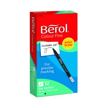 Berol Colour Fine Markers Black (Pack of 12) 2141503