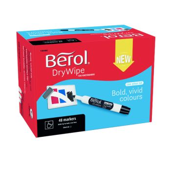 Berol Drywipe Marker Bullet Tip Black (Pack of 48) 1984868