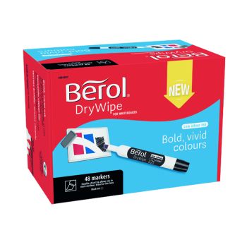 Berol Drywipe Marker Chisel Tip Black (Pack of 48) 1984887
