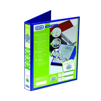 Elba Panorama 25mm 2 D-Ring Pres Binder A4 Blue (Pack of 6) 400008412
