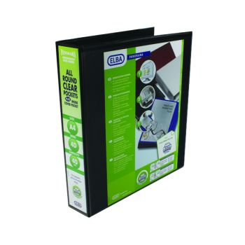 Elba Panorama 40mm 4 D-Ring Pres Binder A4 Blk (Pack of 6) 400008417