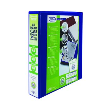 Elba Panorama 40mm 4 D-Ring Pres Binder A4 Blue (Pack of 6) 400008418