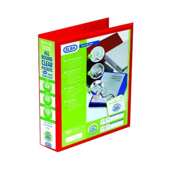 Elba Panorama 50mm 4 D-Ring Pres Binder A4 Red (Pack of 4) 400008432