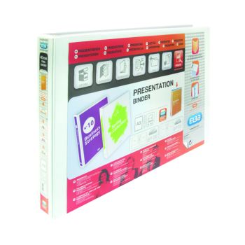 Elba Panorama 30mm 4 D-Ring Pres Binder A3 Wht (Pack of 2) 400008435