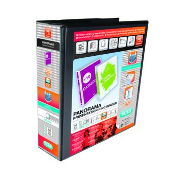Elba Panorama 65mm 4 D-Ring Pres Binder A4 Black (Pack of 4) 400008442