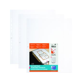 Elba Punched Pocket Polypropylene Portrait A3 Clear (Pack of 100) 100080921