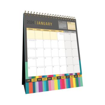 Collins Edge Rainbow Desk Calendar Month To View 2024 EDDC-24