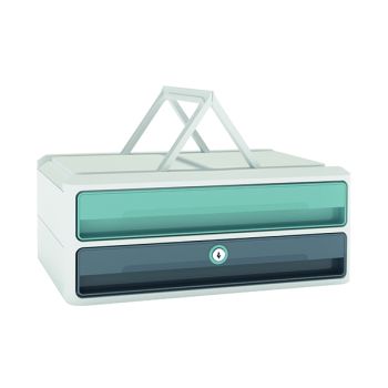 CEP MoovUp 2 Drawer Module Polystyrene with Key Lock and Handles Mint/Storm Grey 1091112961
