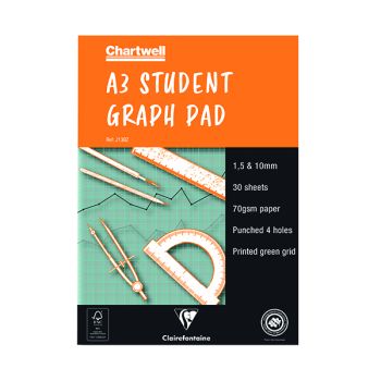 Chartwell A3 30 Sheet 70gsm Paper Graph Pad (1mm, 5mm and 10mm Square Ruled) J13B