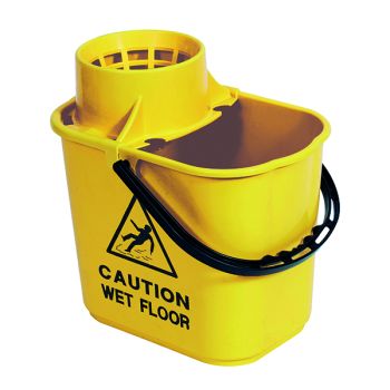 2Work Plastic Mop Bucket with Wringer 15 Litre Yellow 102946YL