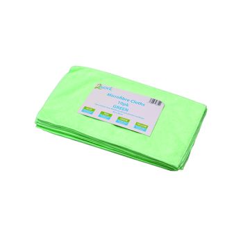 2Work Green 400x400mm Microfibre Cloth (Pack of 10) 101161GN