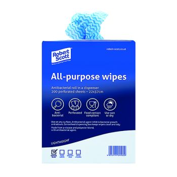 Blue Antibacterial Cloth Box 220 x 370mm (Pack of 200) 100247BU
