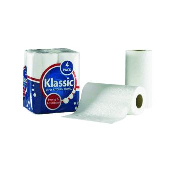 Klassic 2-Ply Kitchen Roll White (6 Packs of 4 Rolls) 1105090
