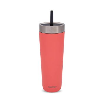 Contigo Luxe Stainless Steel Insulated Travel Tumbler/Straw 24oz Coral 2212920