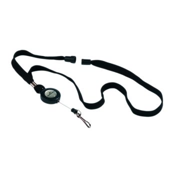 Durable Textile Lanyard With Badge Reel Black (Pack of 10) 8223/01