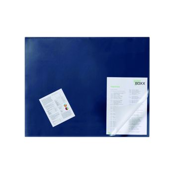 Durable Desk Mat with Transparent Overlay 650 x 520mm Dark Blue 720307