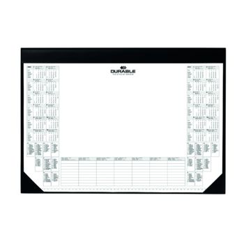 Durable Desk Mat with Calendar Pad, 59 x 42cm, Black, Pack of 1