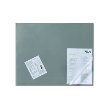 Durable Desk Mat with Transparent Overlay 650 x 520mm Grey 720310