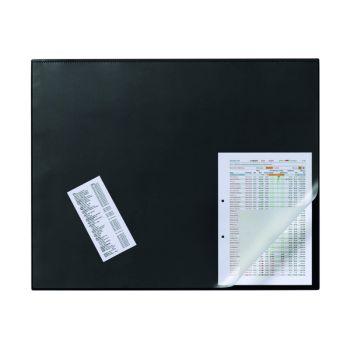 Durable Desk Mat with Overlay W650 x D520mm Black/Clear 7203/01
