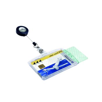 Durable Duo Security Pass Holder with Badge Reel Transparent (Pack of 10) 8224/19